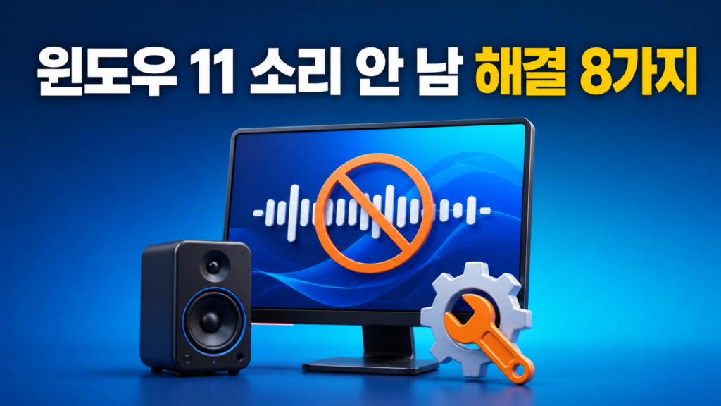 윈도우 11 소리 안 남과 오디오 장치 없음 해결 방법