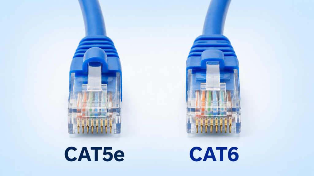 기가 인터넷용 Cat5e와 Cat6 랜선 비교