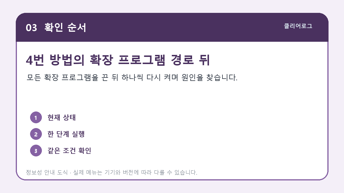 Chrome 확장 프로그램 관리 화면에서 확장 프로그램을 끄는 모습