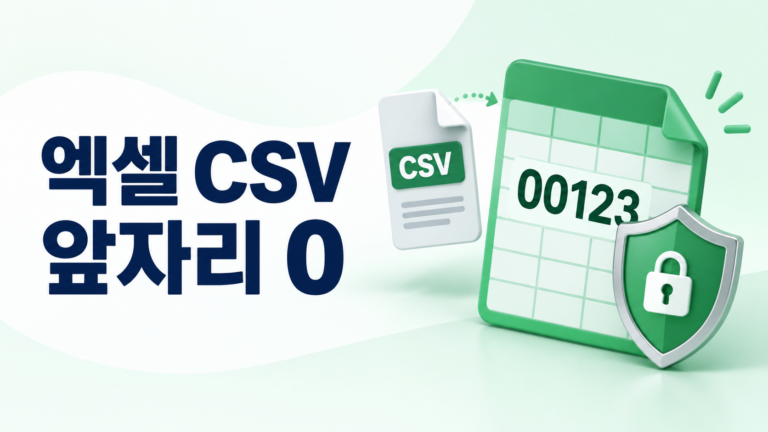 엑셀 CSV 앞자리 0 보존하기